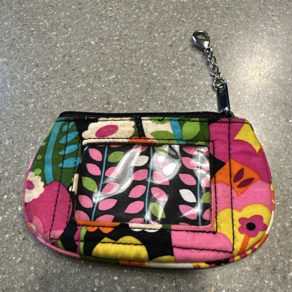 Vera Bradley Zip ID Case Coin Keyring Holder  Va Va Bloom, Pre-owned